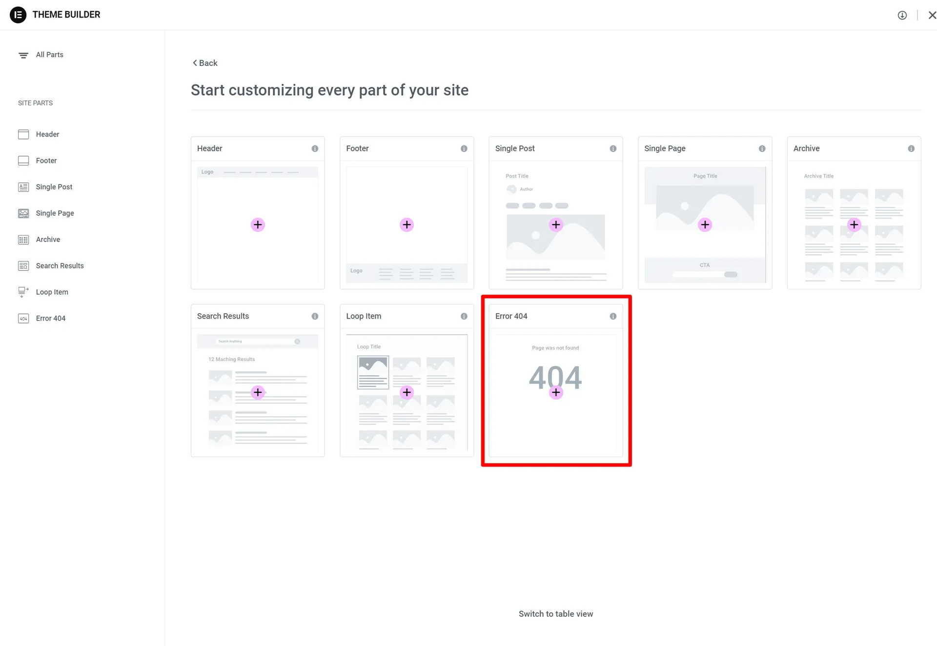 elementor 404 error template